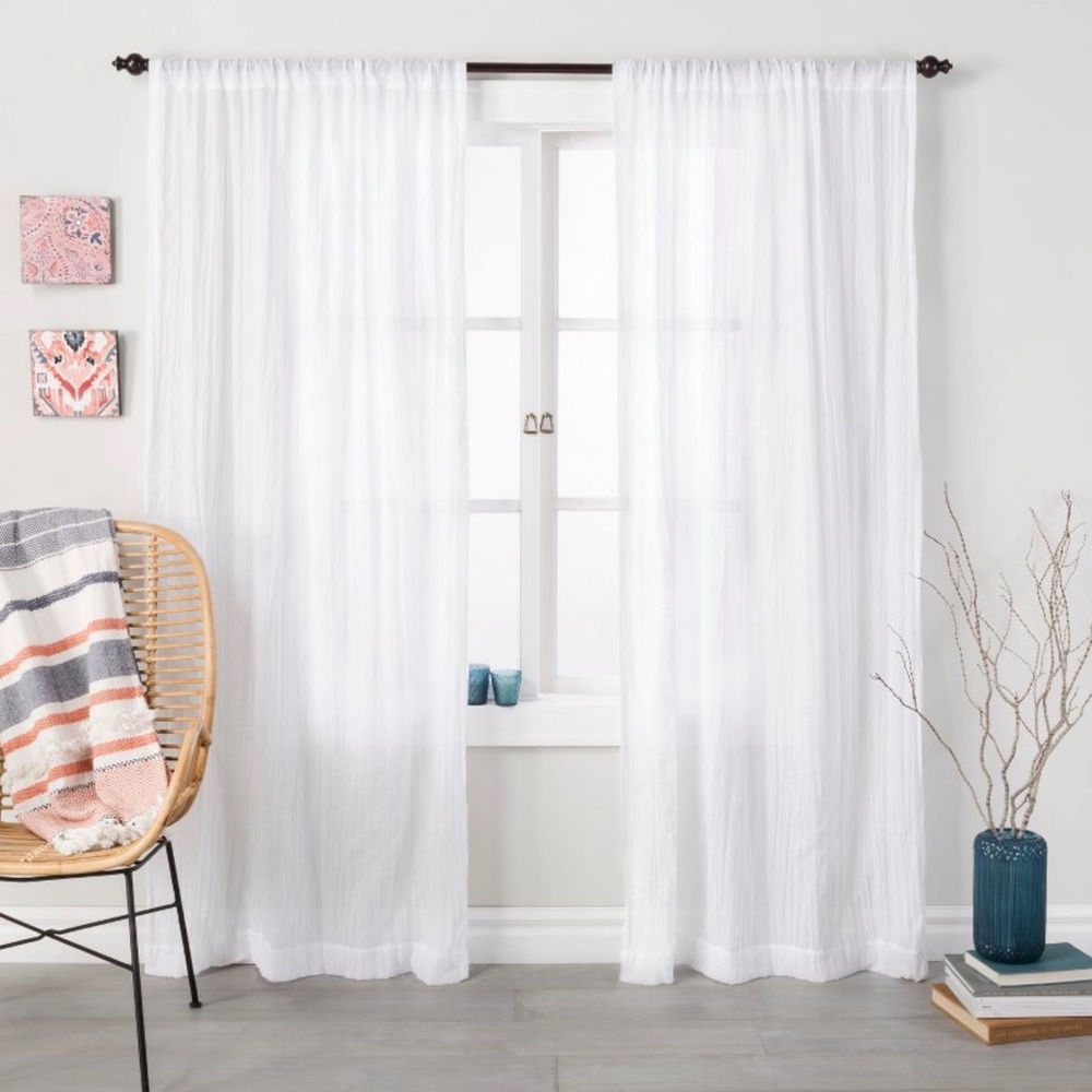 42"x108" Sheer Crushed Curtain Panel Panel White - Opalhouse™ - 4 panels